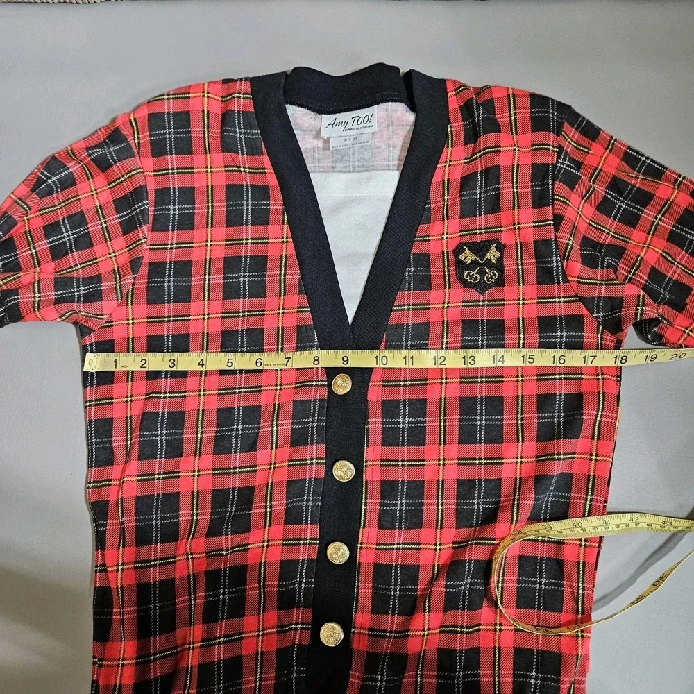 Vintage 90s Dress 12 School Preppy Y2K‎ Tartan Plaid Crest Academia - Picture 7 of 10